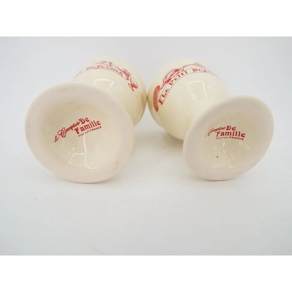 Pair of Le Comptoir De Famille France Le Petit De'Jeuner Egg Cups - Picture 6 of 9